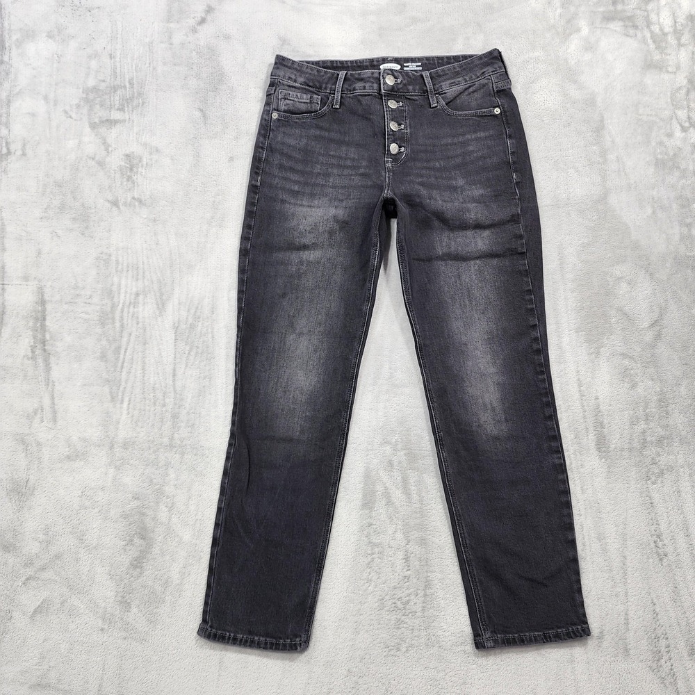 Old Navy Jeans Womens 8 Gray High Rise Power Straight Button Fly Stretch Denim